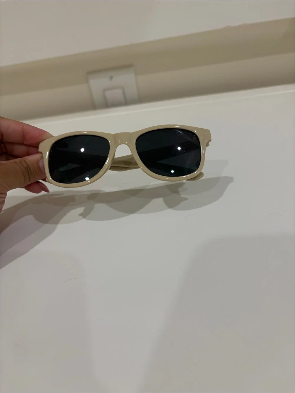 Kids Beige Sunglasses with Black Lenses